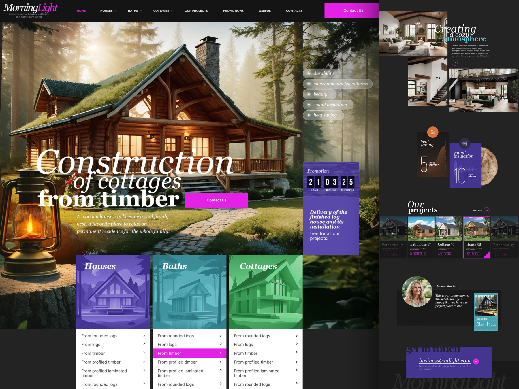 Construction of cottages from timber. Website design. Construction of cottages from timber. Website design.